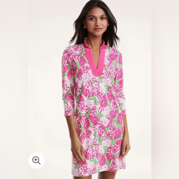 Brooks Brothers Ponte Stretch Floral 3/4 Sleeve Split Neck Dress XS Colorful - Picture 1 of 11